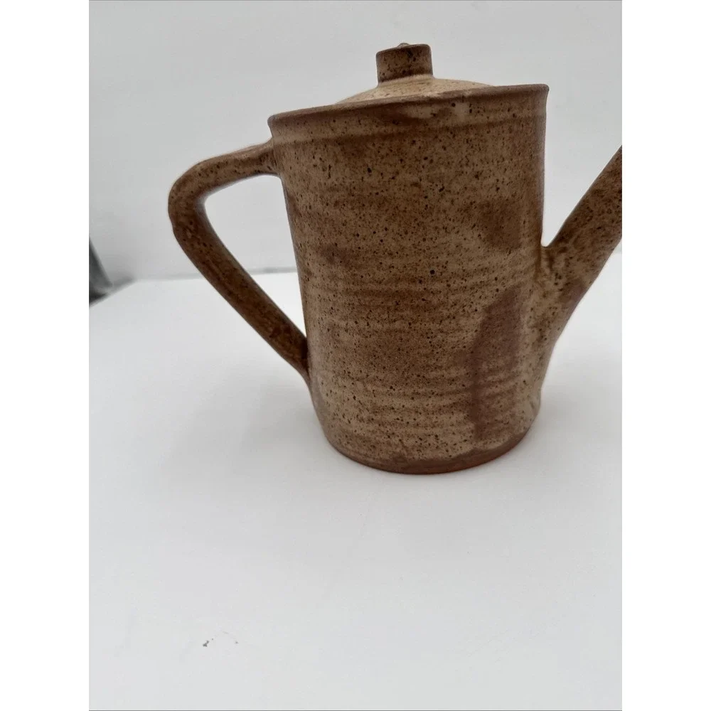 Vtg 1960's African Ceram Kloto Togo Glaze Pottery Pitcher Brown Hand Made Signed